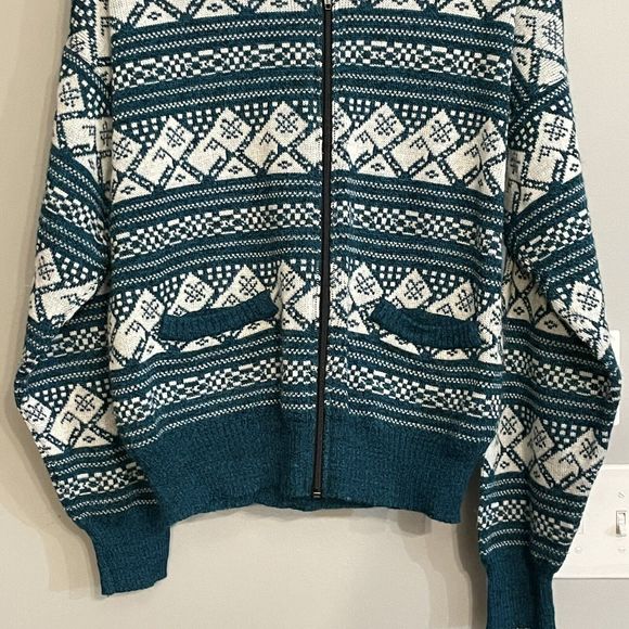 Vintage Rob‎ Winter Cardigan Sweater Full Zip Pockets Grandpacore Medium EUC - Picture 3 of 11